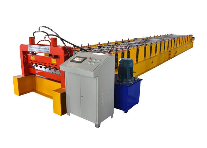 914mm Galvanized Steel Deck Roll Forming Machine Hydraulic Cutting