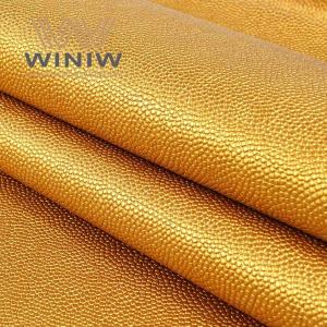 China Golden Texture Leatherette Upholstery Material Sewing Craft For Ball Pu Coated Leather on sale