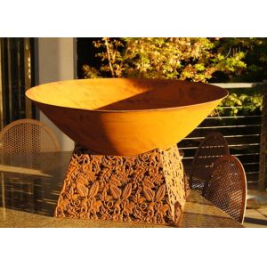 Quality Contemporary Design Corten Steel Fire Pit Bowl With Leaf Stand Rusty Finish wholesale