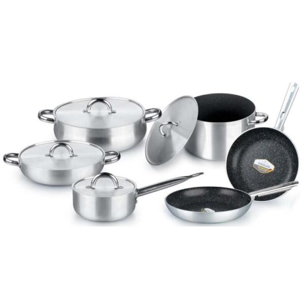 Aluminum Prestige Non-stick Cookware casserole Sets With Silk Screen with glass lids