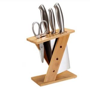 China Natural Wood Bamboo Display Unit Kitchen Knife Holder Organizer Multi Use on sale