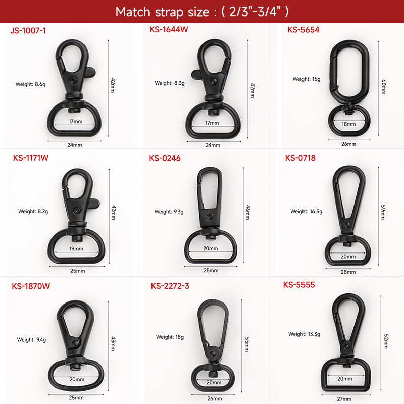 Customized Logo Kangsheng 32mm Black Swivel Snap Hook Buckle for Handbags Hardware