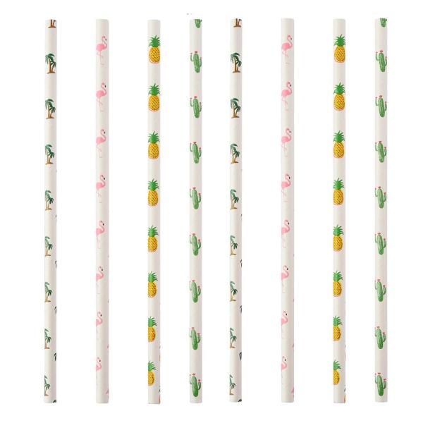 Hawaiian Tropical Party Pineapple 12mm Paper Straws Luau Decorations