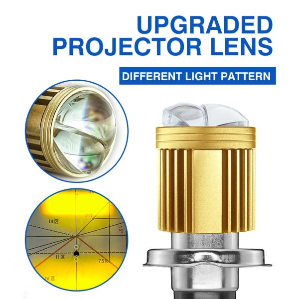 Motorcycle LED Headlight H4 HS1 H6 Ba20D Dual Color White Yellow True High Low Beam AC DC