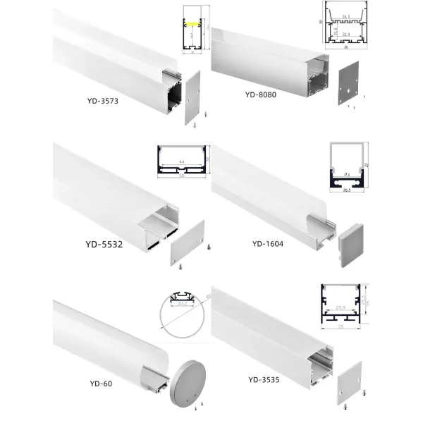 6063 T3-T8 Aluminum Alloy Suspended LED Profile with Anodized Surface and Customizable Length for Indoor Decoration