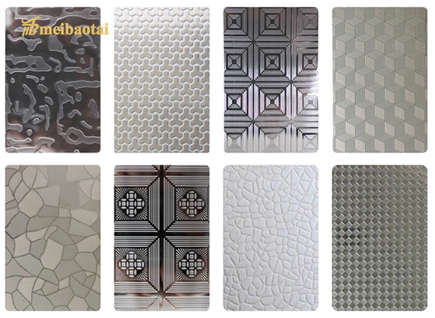 Silver Polish Embossed Stainless Steel Sheet Four Feet
