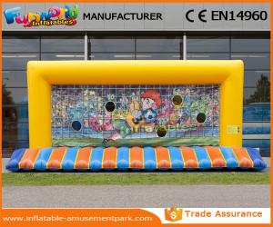 China PVC Tarpaulin Yellow Funny Kids Inflatable Soccer Gate Inflatable Football Net on sale