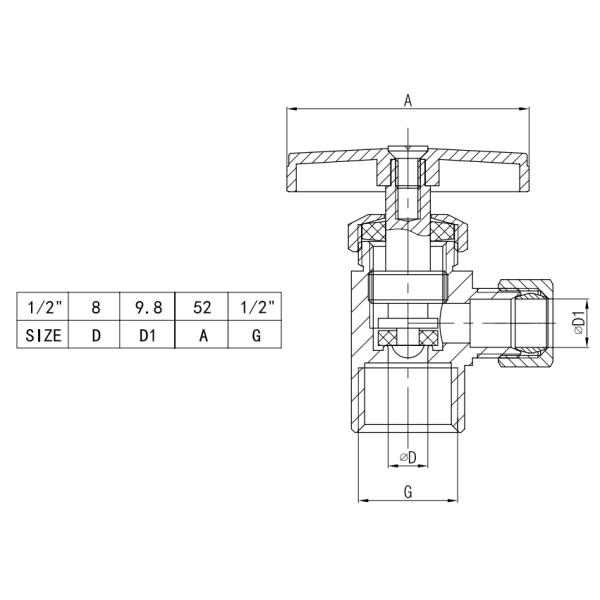 Compression Style ABS Toilet Angle Stop Valve Sink 8M Classic Oval Handles