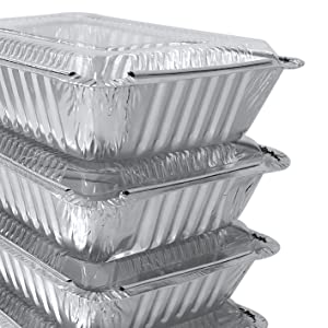 Reheating, Baking, Roasting, Meal Prep, To-Go Containers Aluminum Pan Disposable Heavy Duty Rectangular Tin Foil Pans
