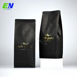 China Gold foil Black Kraft Coffee Bags Coffee Bags Wholesale Coffee Valve Bag on sale