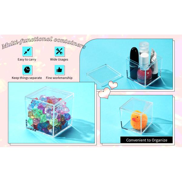 Acrylic Plastic Square Cube Small Acrylic Box Acrylic Storage Containers with Lid Stackable Cube Containers