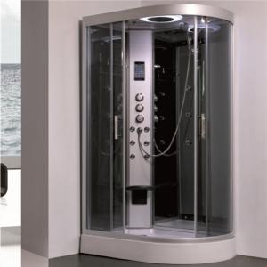 All In One Shower Stall P Shaped Shower Enclosure With Sitting Tub Sanitary Ware