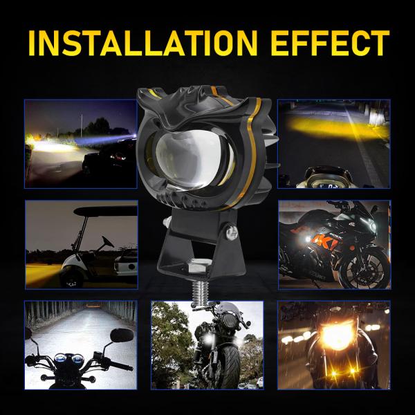 80V Owl Design White Yellow Acrylic Ring Motorbike LED Spotlights