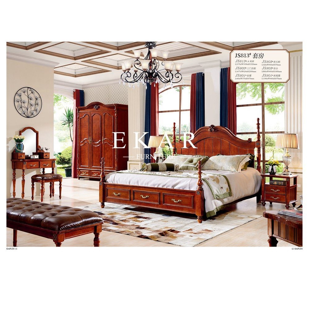 Premium Classic 1 Drawer Dark Color Bed Side Table Wooden Nightstand