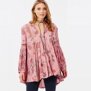 China Boho Style Women Floral Printed Blouse on sale