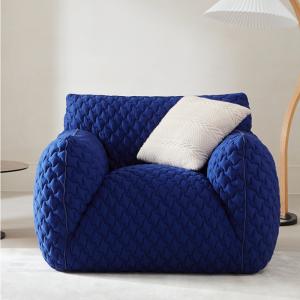 China Vacation Hotel Waiting Room Sofa Modern Single Blue Linen Fabric Sofa on sale