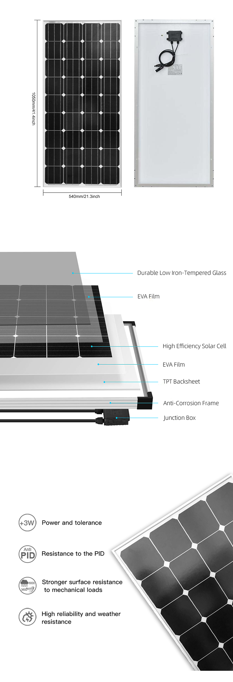 Double glass Mono Solar Module Polycrystalline Solar Cells ODM