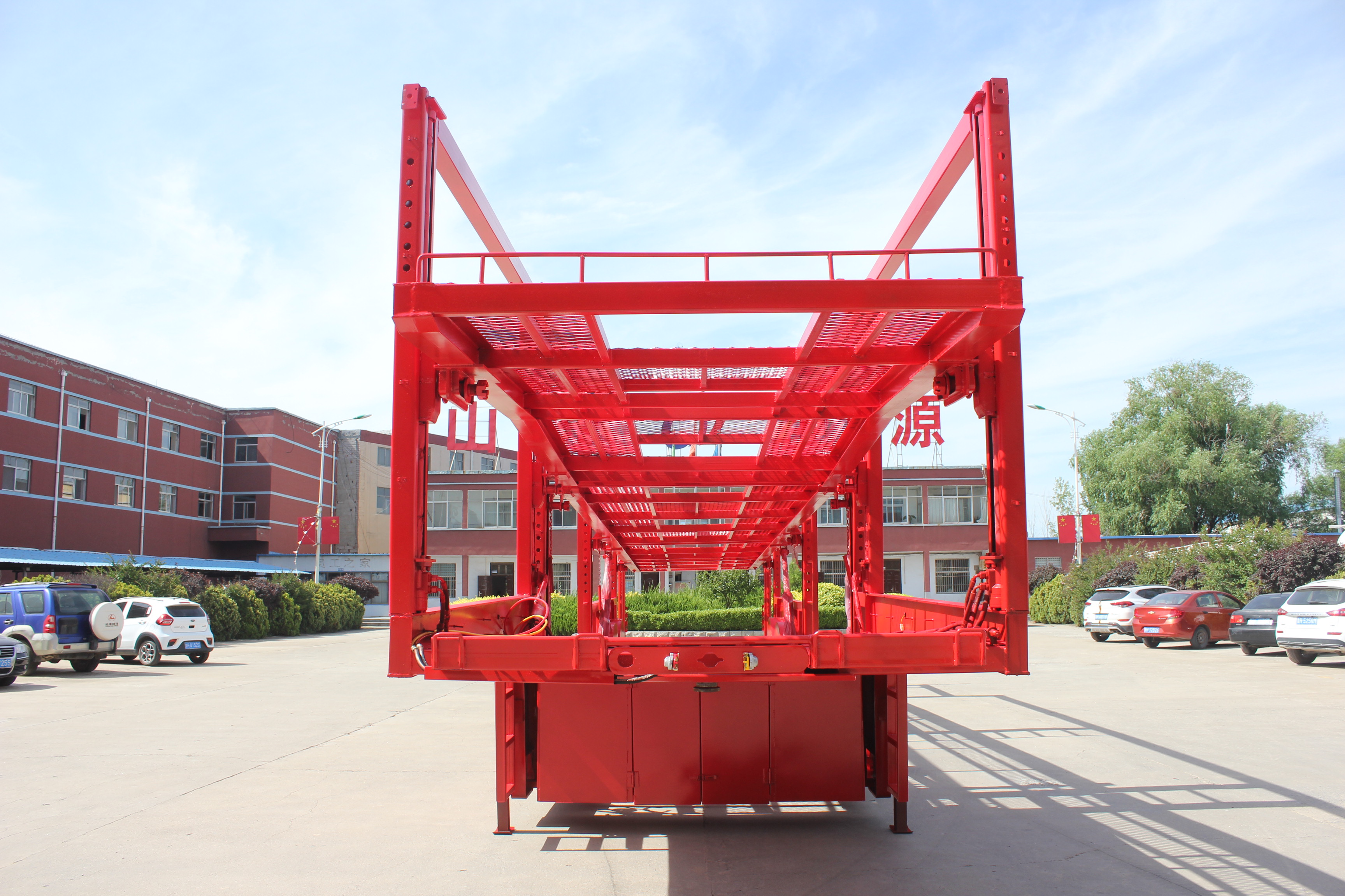 Air Brake Two Deck Pickup Truck Trailer Skeleton Type 6 Car Carrier Transport Trailer