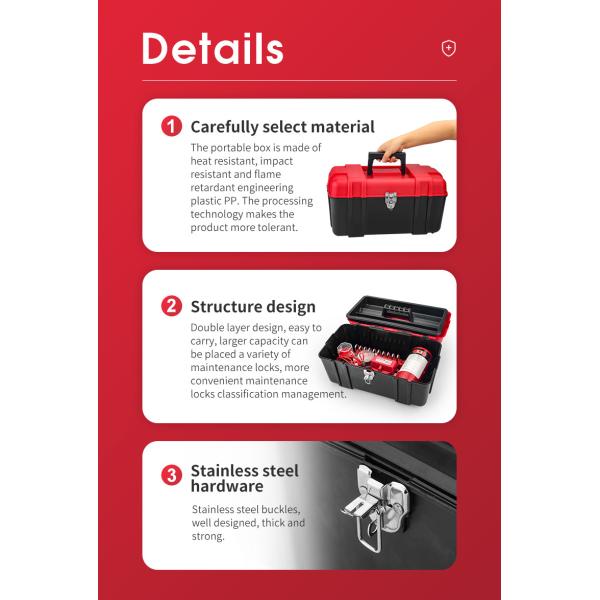 Double Layer PVC Personal Lockout Toolbox With Removable Organizer Tray