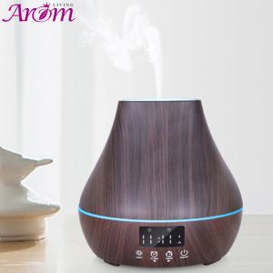 Quality Touch Control 400ml Wood Grain Aromatherapy Diffuser With Clock wholesale