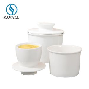 Quality FDA Restaurant Hygienic Ceramic Butter Box With Cover wholesale