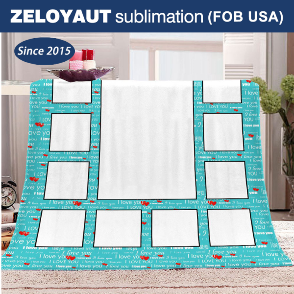ZELOYAUT 15-Panel Sublimation Love Style Printed Blanket Multiple Color 100% Polyester 50*60 Inch Personalized Velvet Throw