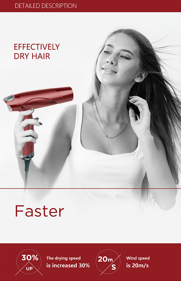 Professional 1800W Hot Air AC Hair Dryer Electric Popular Black OEM