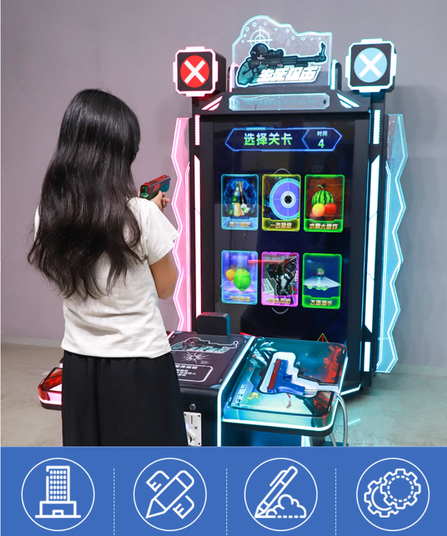Two players enjoying Gun Storm arcade game