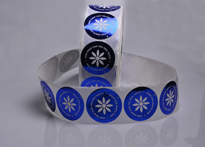 Private printed glossy PET blue gold foil stamping labels stickers