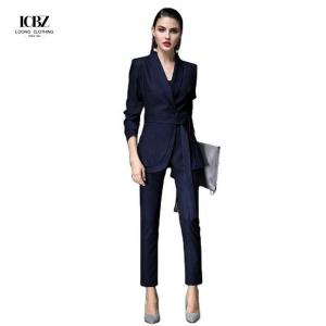 China 2021 Formal Women Uniform Long Sleeve Women's Suits Customized Ladies Office Slim Suit Set on sale