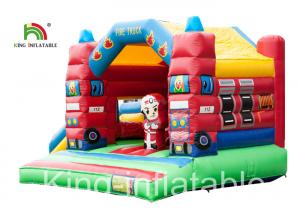 Quality Slide Type Fire Truck Trampoline Inflatable Jumping Castle For Indoor Kids wholesale