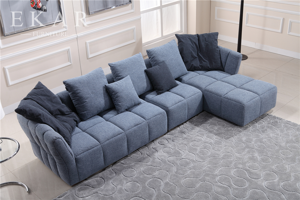 Wide Couch Set Pine Wood Yellow Fabric Sofa Set AW-1618
