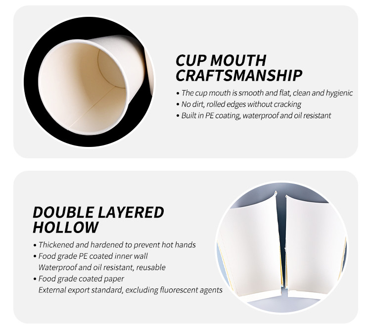Food Grade PE Coating Double Wall Paper Cups For Hot Drinks Christmas Parties