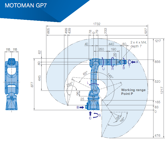 6 Axis GP7 Used Yaskawa Robot Pick And Place Machine 7kg Payload 927mm