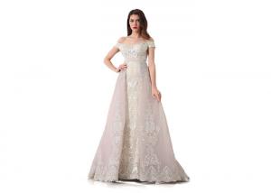 Quality Short Sleeve Arabic Evening Dresses For Ladies / Sweetheart Off Shoulder Long Ball Gowns wholesale