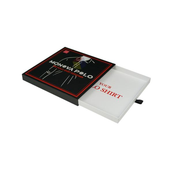 Custom logo Drawer Slide Closure Black Gift Scarf Packaging Box Paper Rigid Cardboard