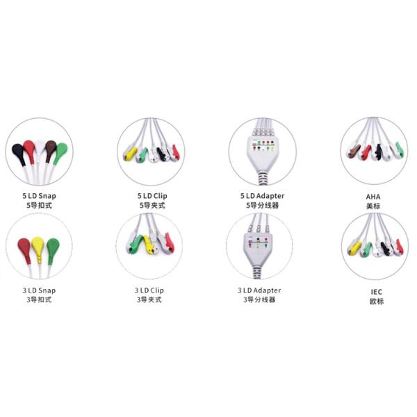 Electrocardiograph 6 Pin 3 Lead ECG Cables And Leadwires Adult Pediatric