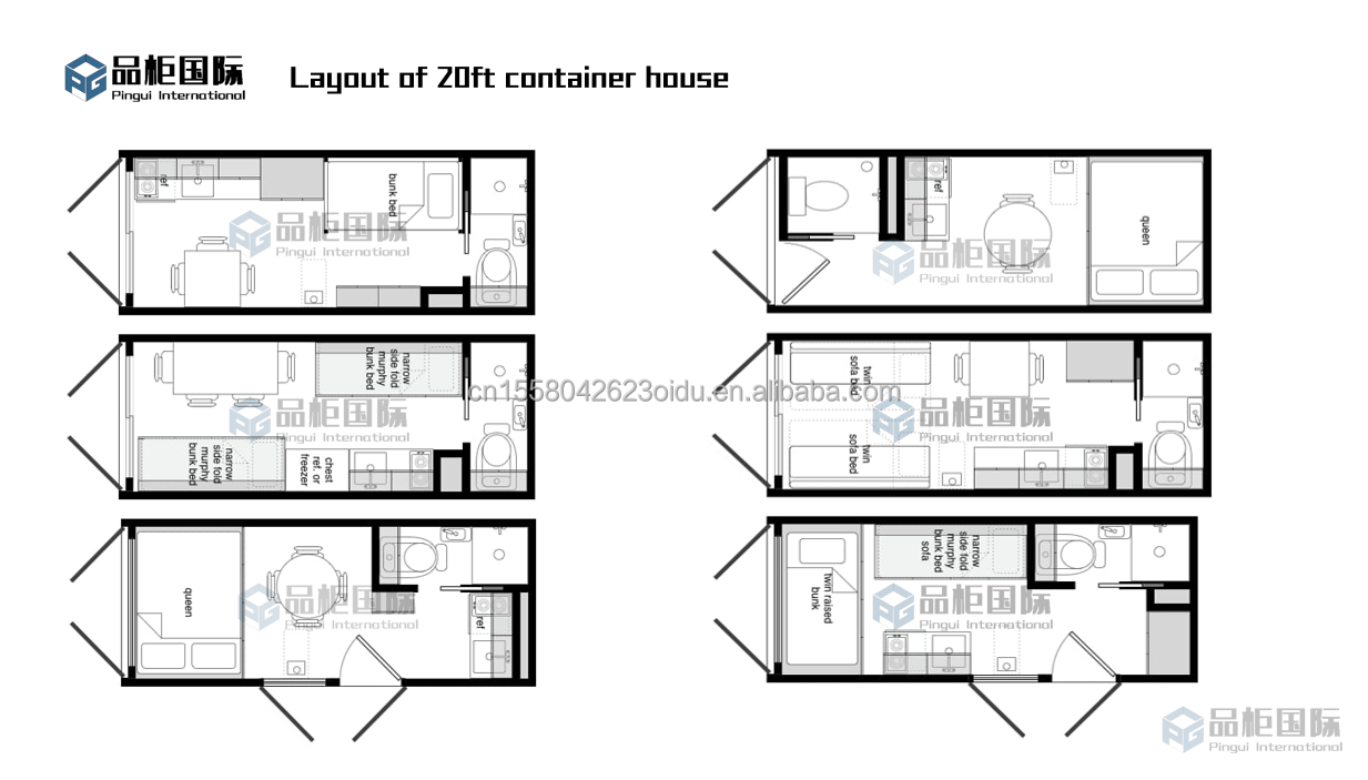 Affordable Beautiful House with Walls Multiple Combinations of 20ft Prefab Home Tiny Houses Container in Customized Color