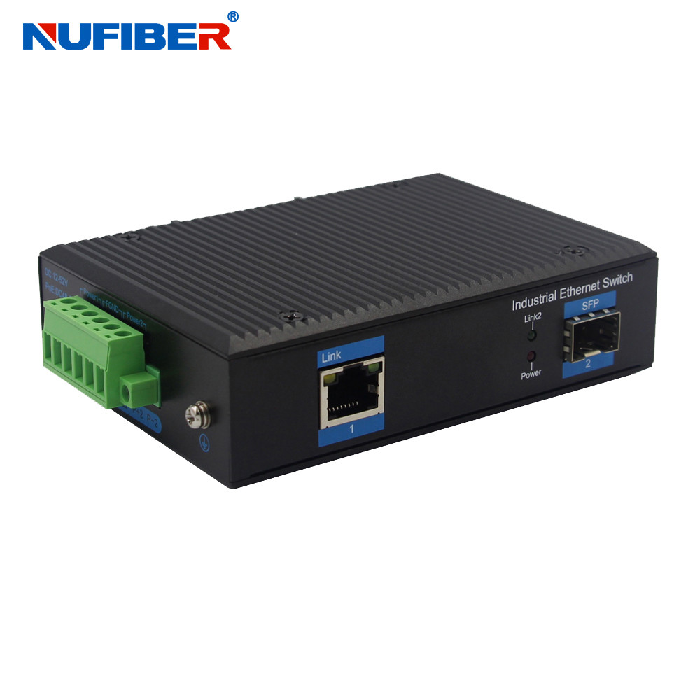 SFP to RJ45 Unmanaged Industrial Switch 48V POE Media Converter