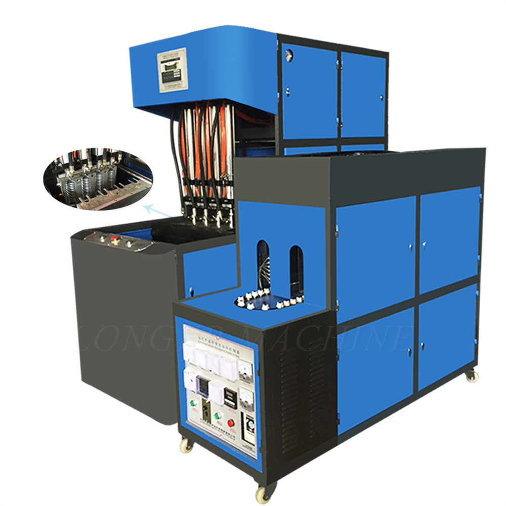 Semi Automatic 4 Cavity 500ML Small Plastic Bottle Making Machine with Speed Blue Design
