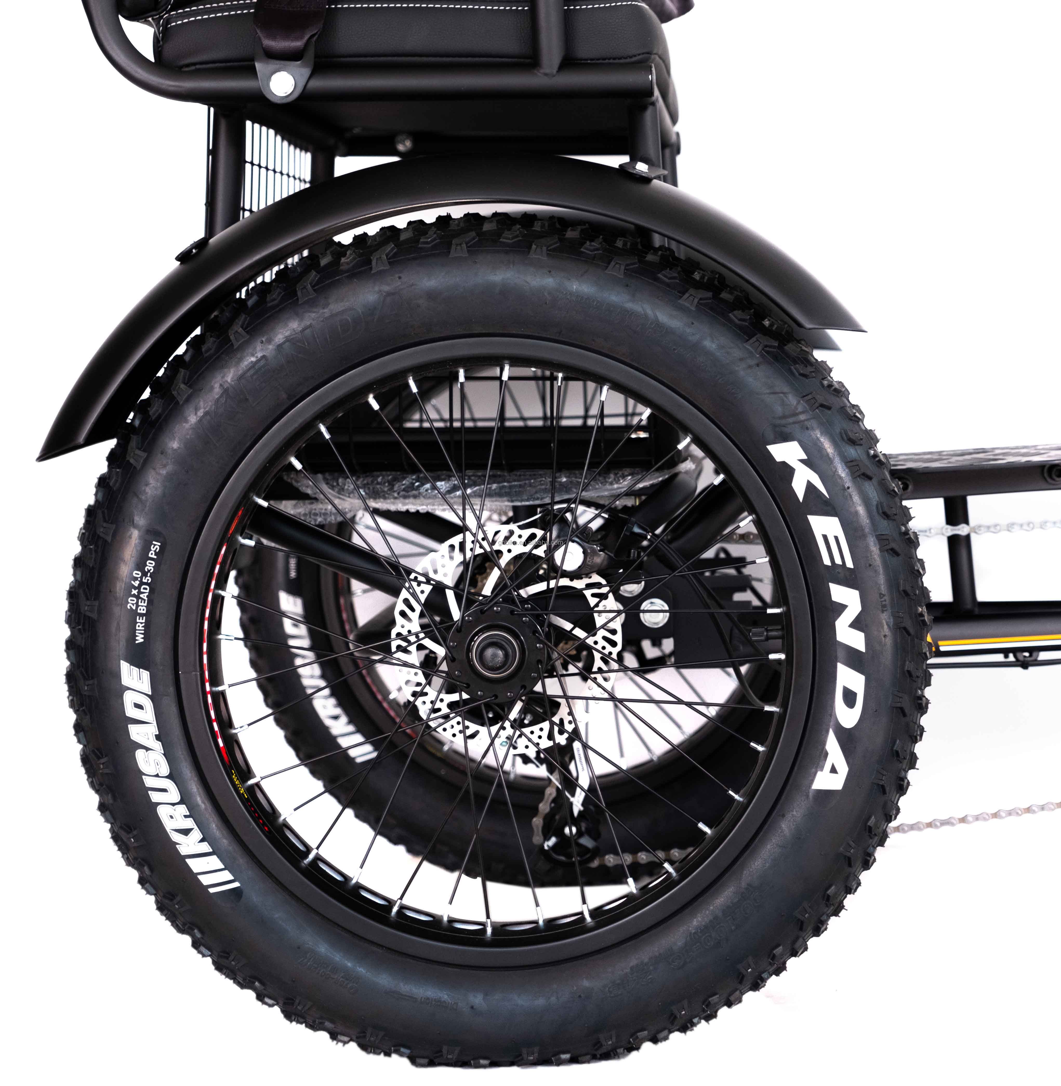 24" 48V Front Wheel 750W 45KM/H Max Loading 300KG 21AH Lithium Battery Electric Tricycles