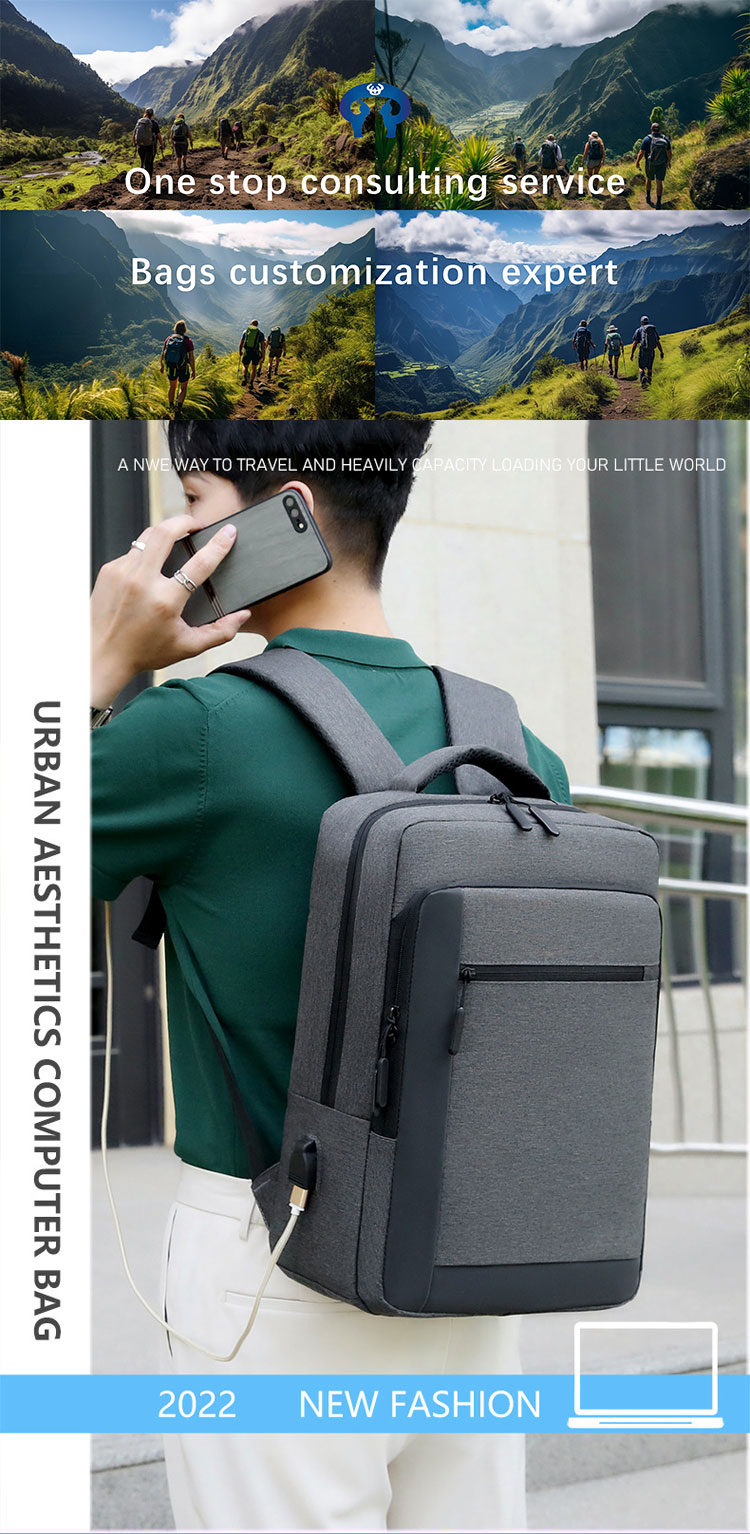 OEM ODM Portable 15.6 Inch Laptop Backpack Oxford smart work rucksack with USB