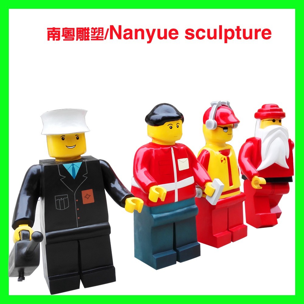 cartoon statue lego character statue life size colorful as decoration model in children amusement garden
