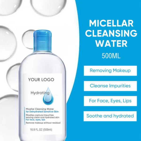 Oem Odm Skincare Face Cleanser Makeup Remover Non-Rinse Hydrating Micellar Cleansing Water for Dehydrated Sensitive Skin