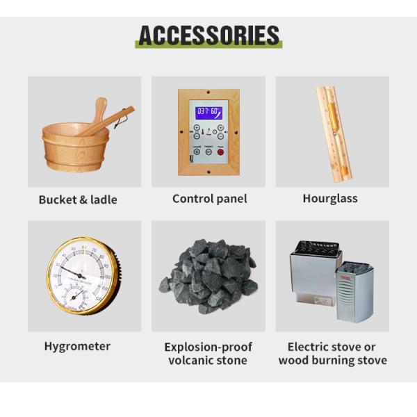 Home Small Wooden Traditonal Steam 2 Person Sauna With 3KW Electric Stove