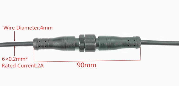 M12 6pin waterproof male and female connector waterproof 6pin Screw type connector for LED display