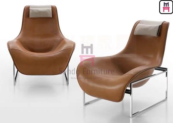 Frame Leather Lounge Fiberglass Dining Chair Revolving Disk Shaped Stainless