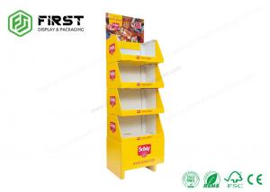 China Custom Recyclable Glossy Printed Paper Cardboard Floor Display Shelf For Promotion on sale