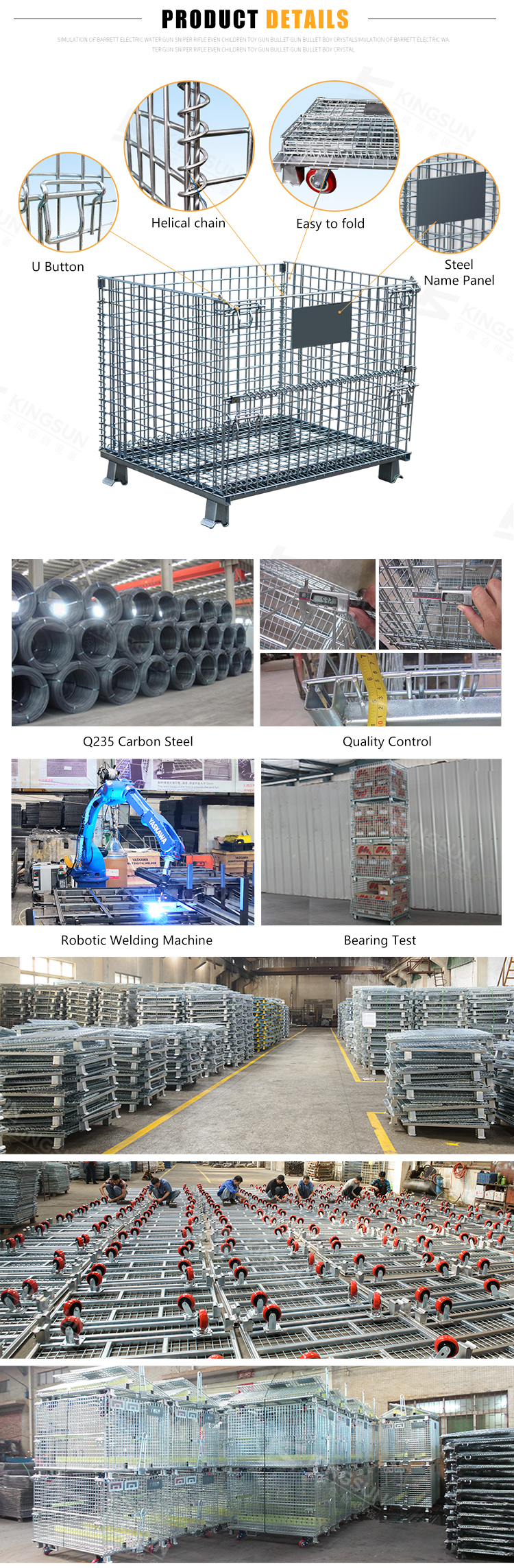 1000kg Galvanizing Q235 Wire Cage Storage Units