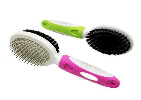 Cheap Double Sided Needle Pet Grooming Comb Multicolor Stainless Steel TPR 16.4 * 5.2 * 4.5CM for sale